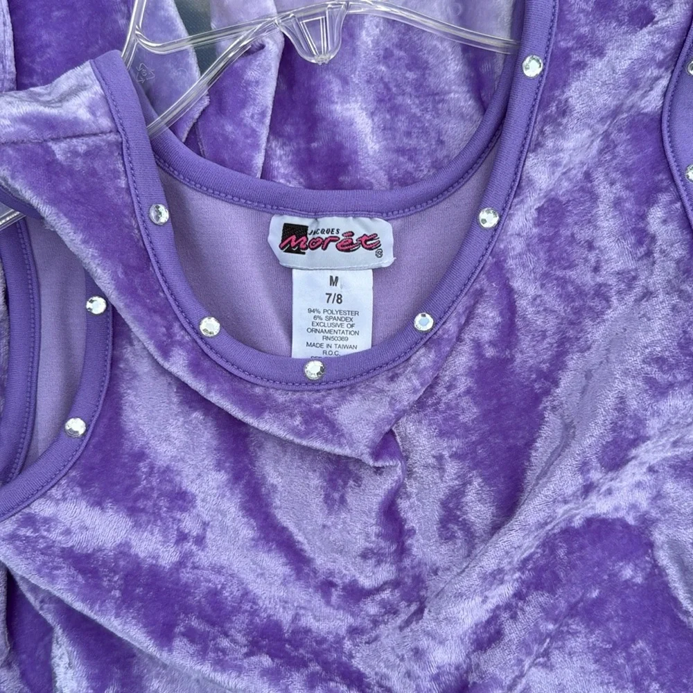 J Moret girls purple  rushed velvet unitard / Leotard medium 7/8